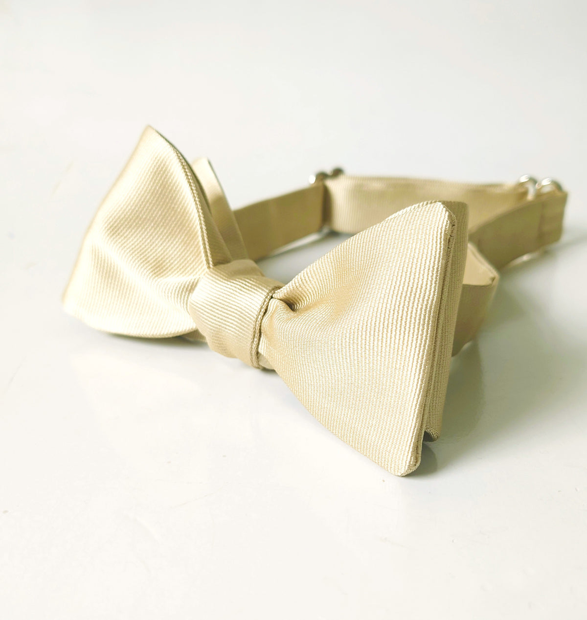 Gold silk bow tie