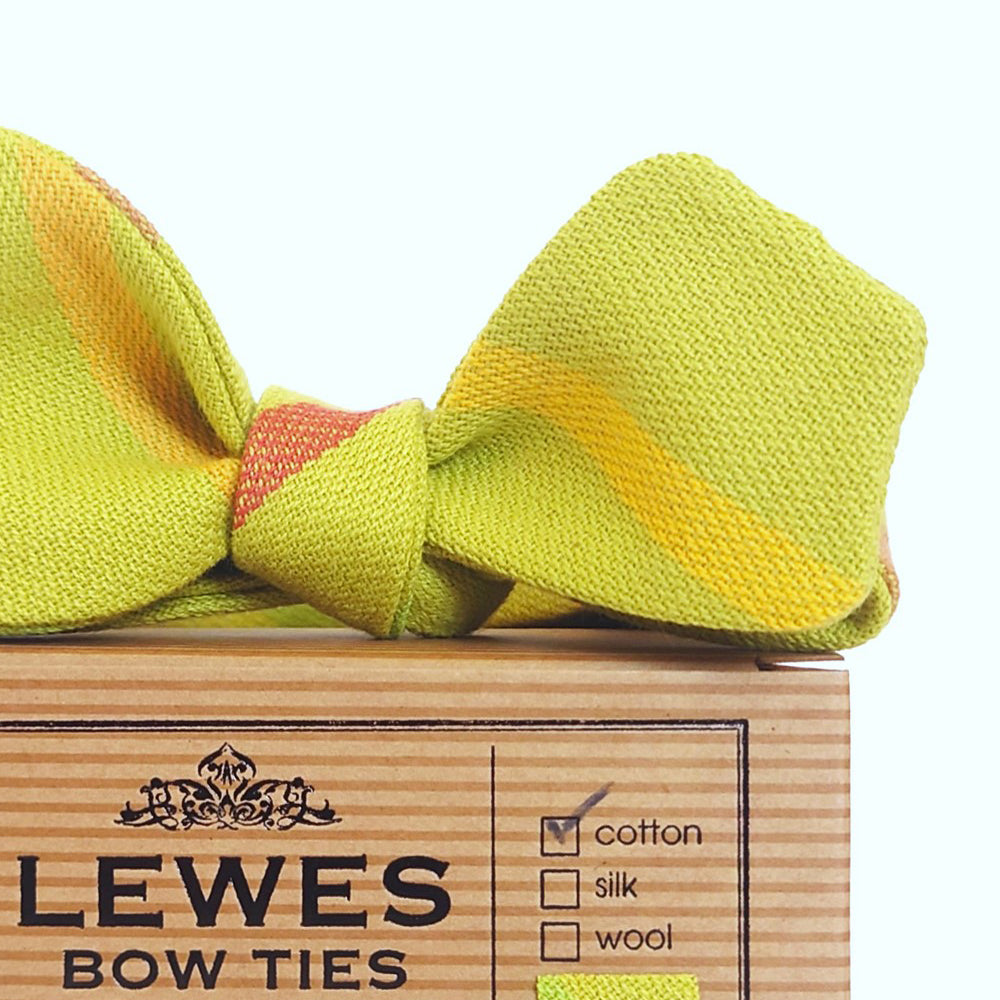 Mustard yellow textured diamond point bow tie