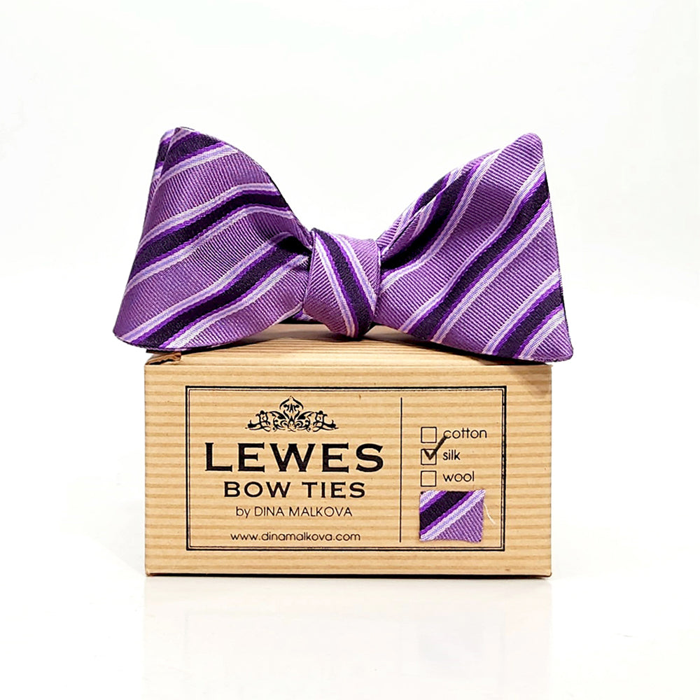 Striped Silk Bow Ties in Lilac and Purple