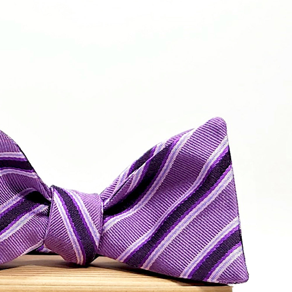 Vintage Lilac & purple silk self tie bow tie
