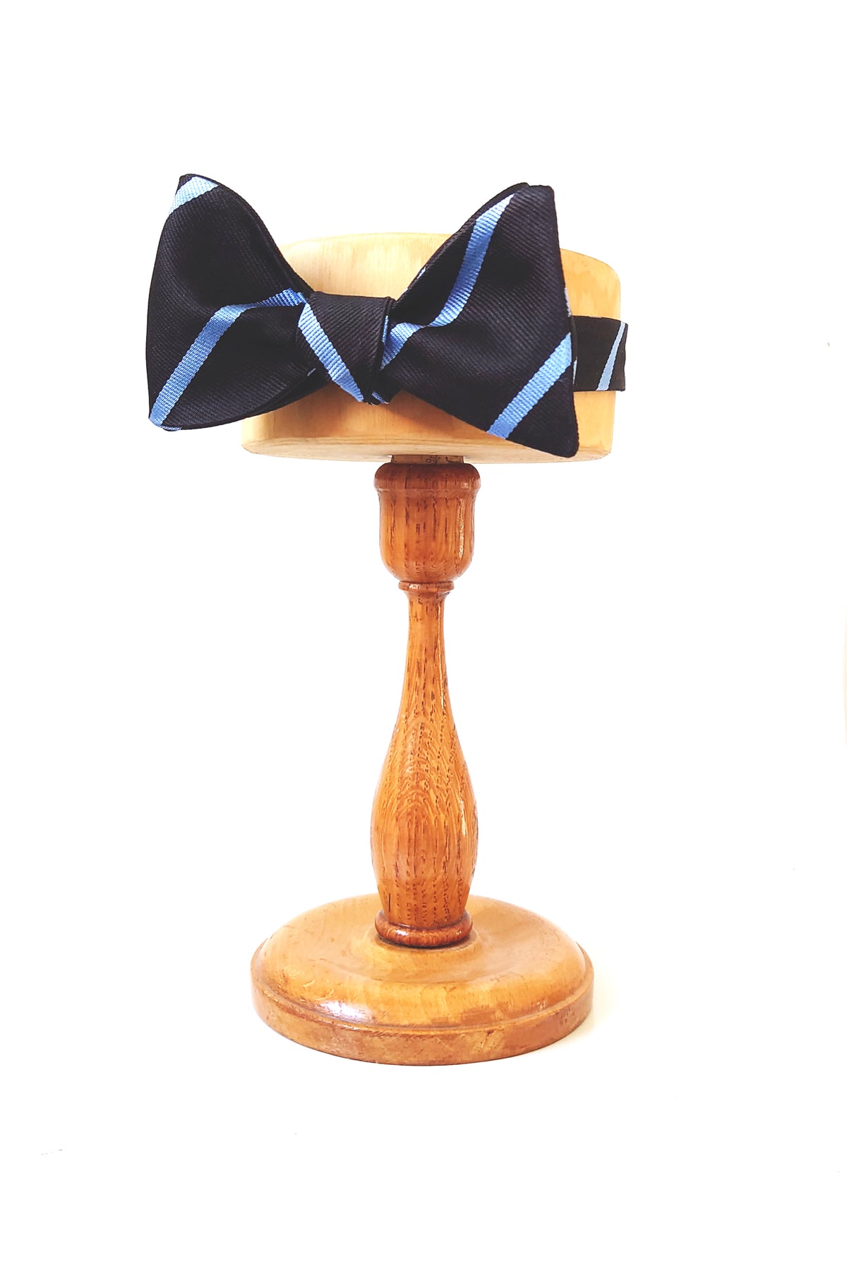 black sky blue stripes silk bow tie