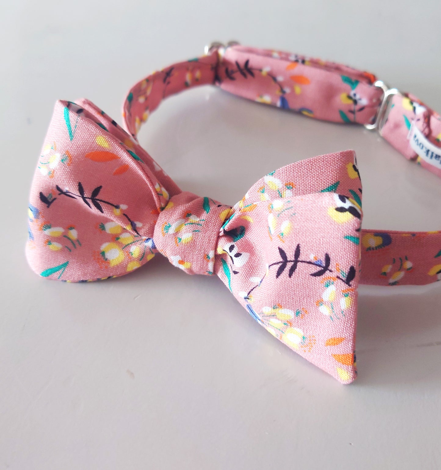 blush pink floral bow tie