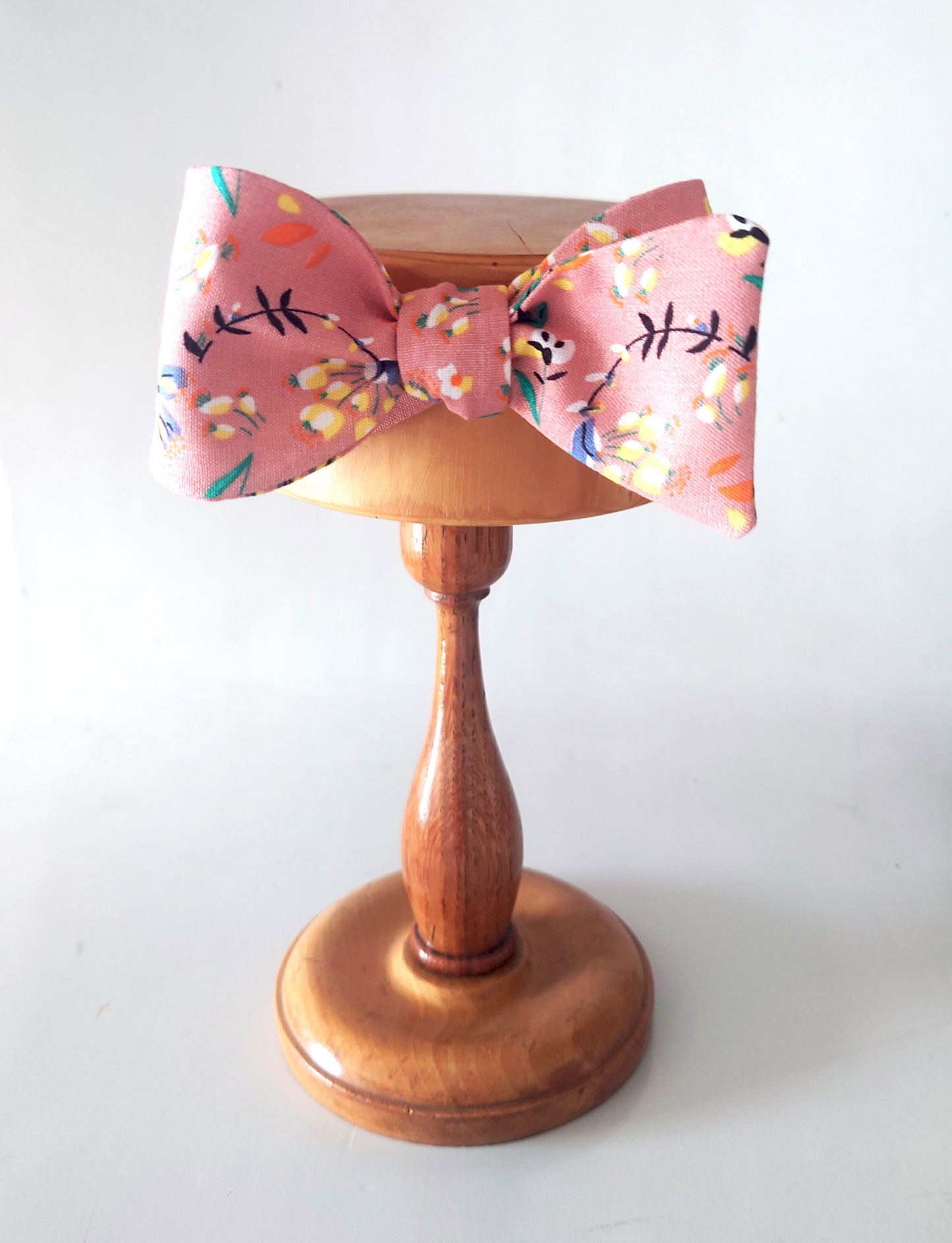 wedding blush pink floral bow tie