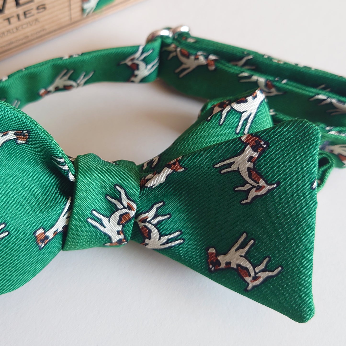 green silk bow tie