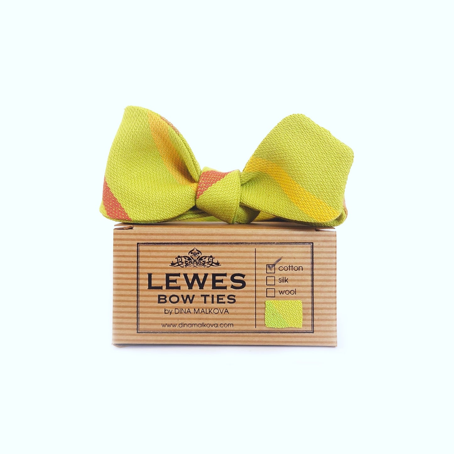 Mustard yellow textured cotton bow tie