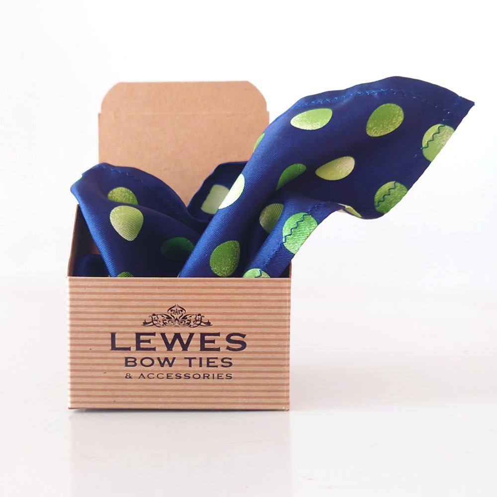 navy large polka dot silk pocket square