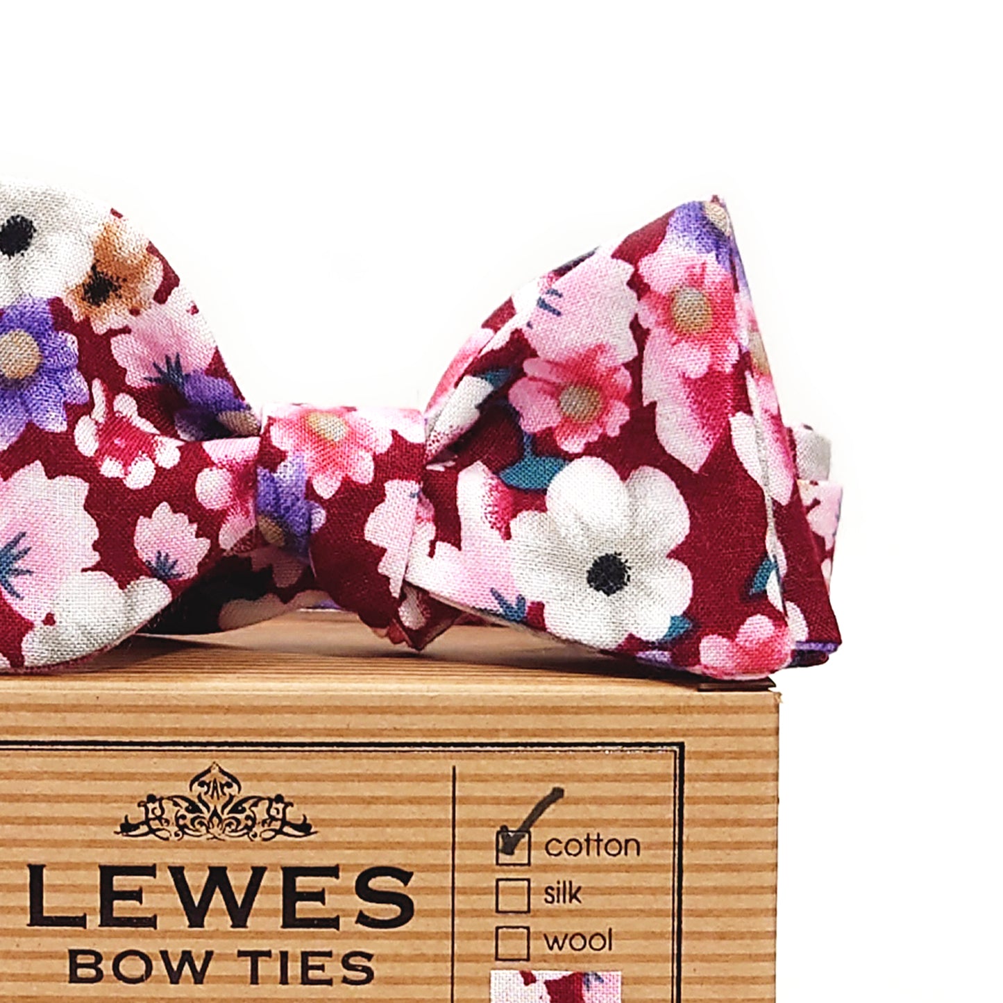 pink floral wedding bow tie