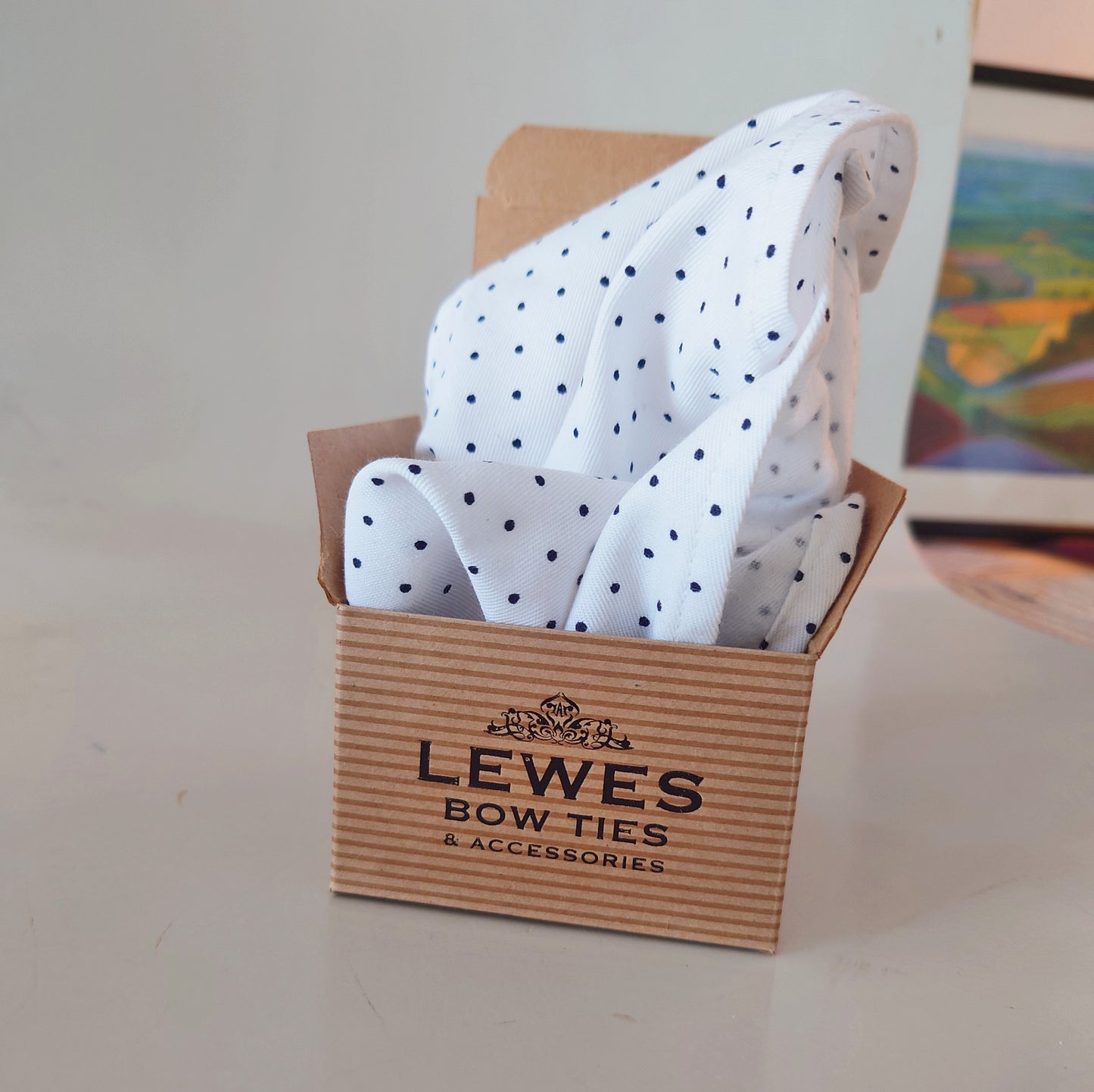 polka dot white cotton pocket square