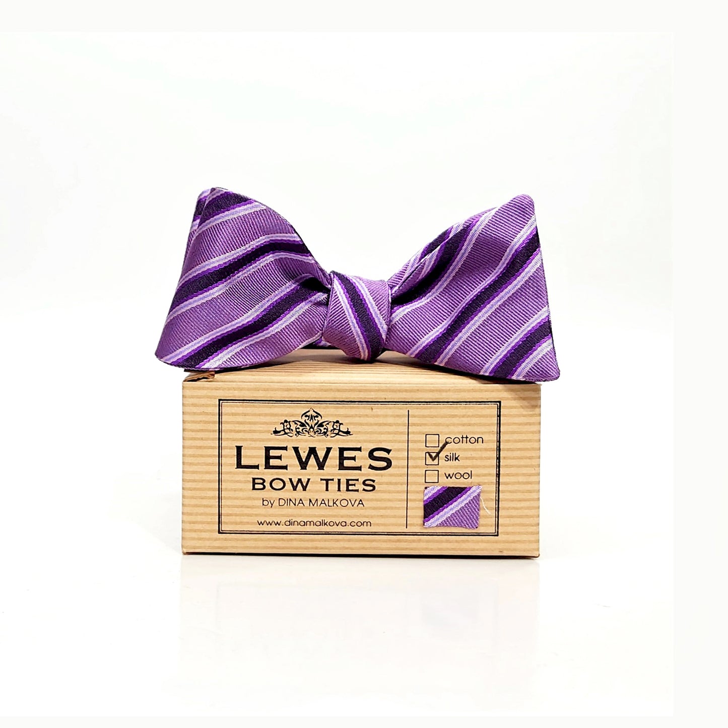 Purple & Lilac Striped Vintage Silk Bow tie