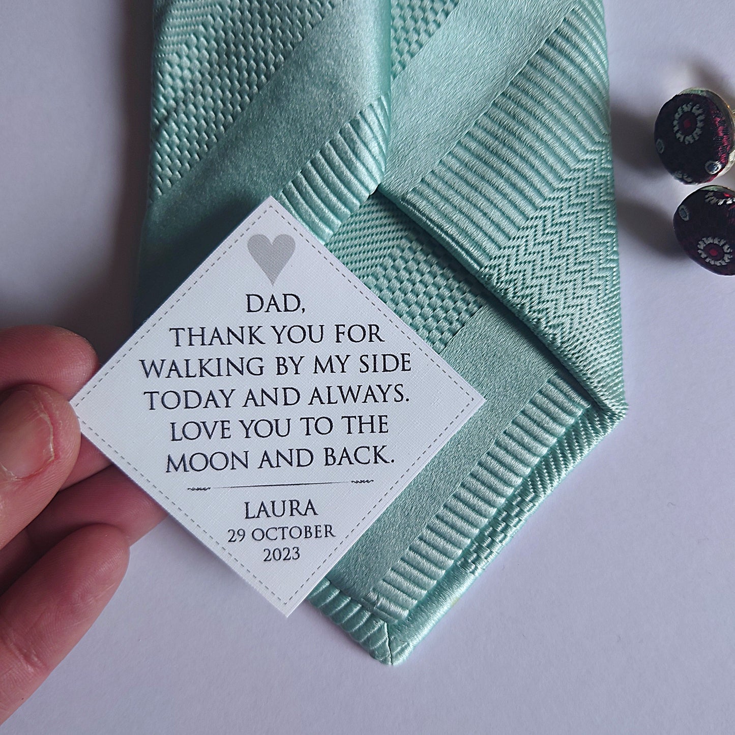 Personalised tie patch for Father of the bride