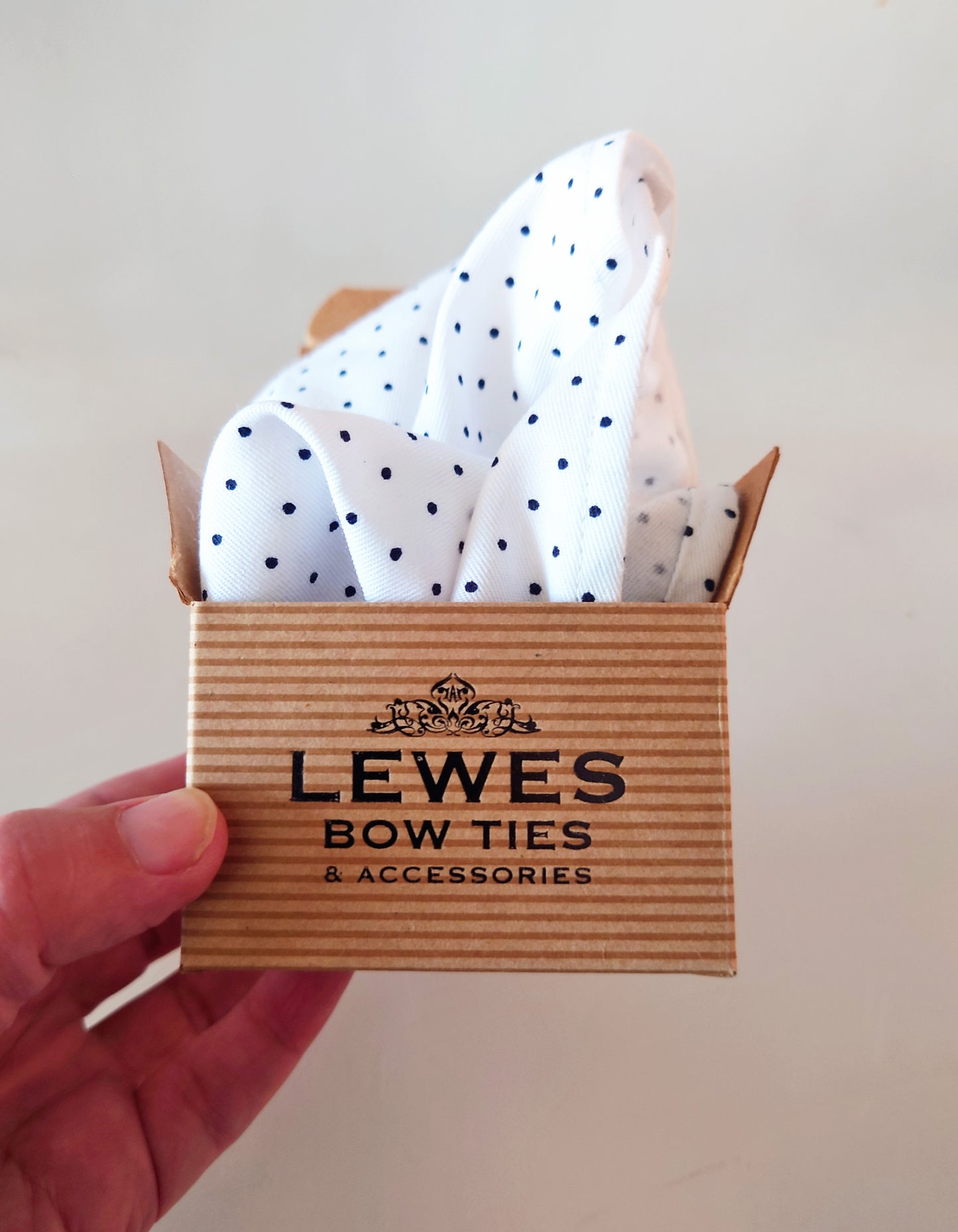 white polka dot cotton pocket square