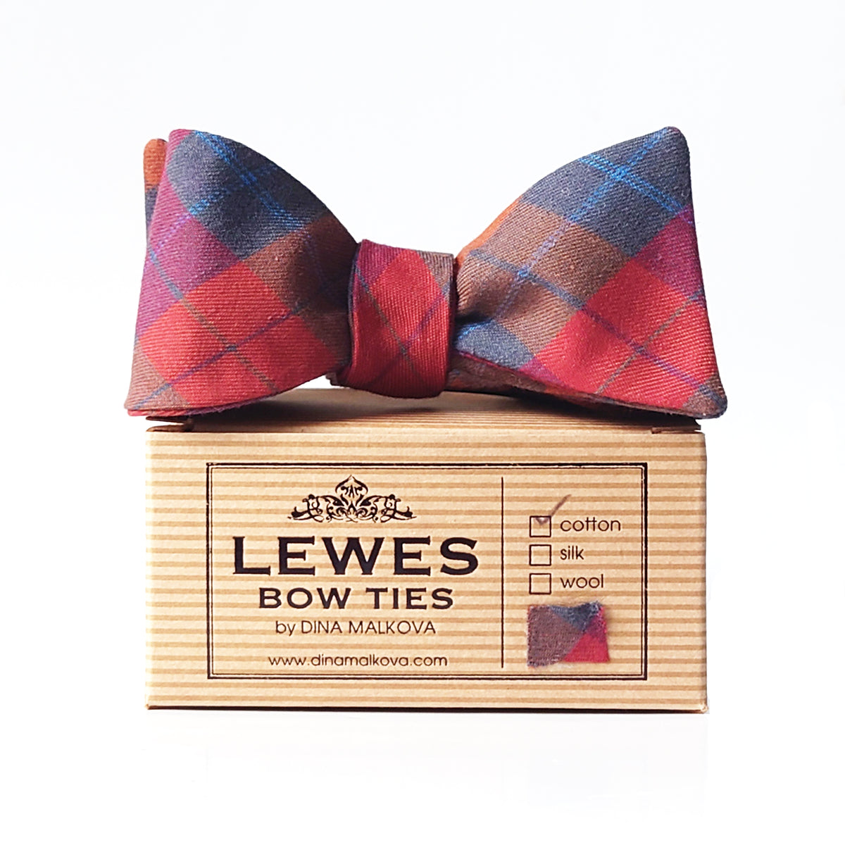 Autumnal plaid cotton bow tie