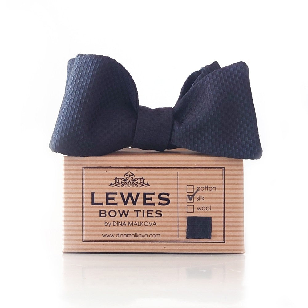 Black textured silk bow tie by Lewes Bow Ties