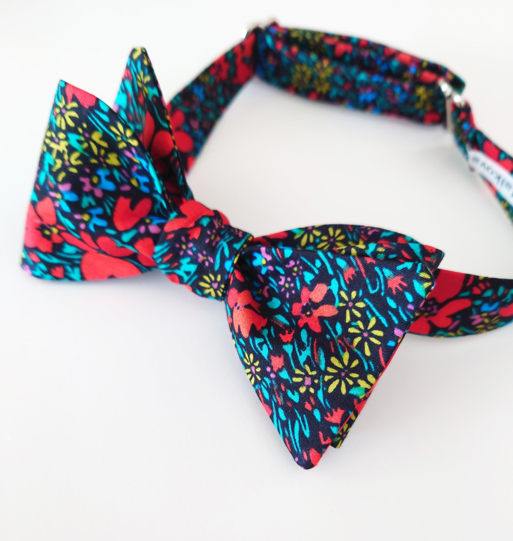 black floral self tie bow tie