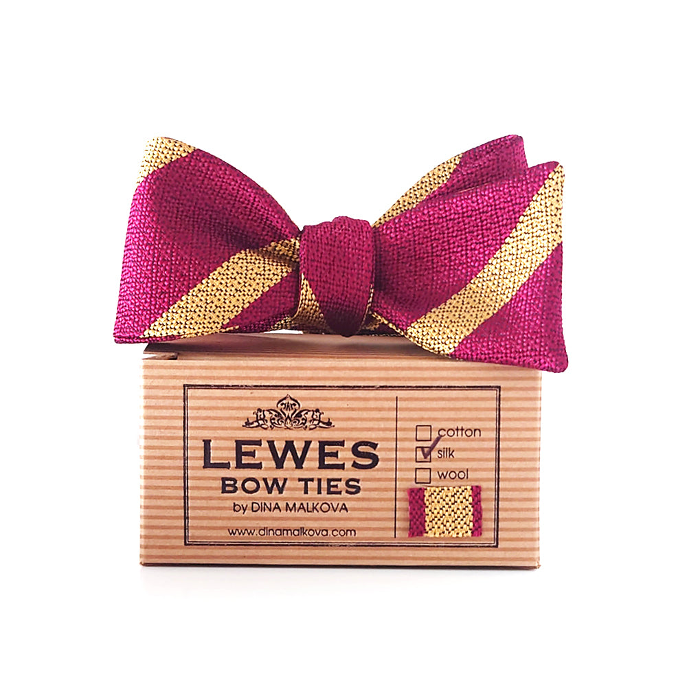 burgundy gold bow tie