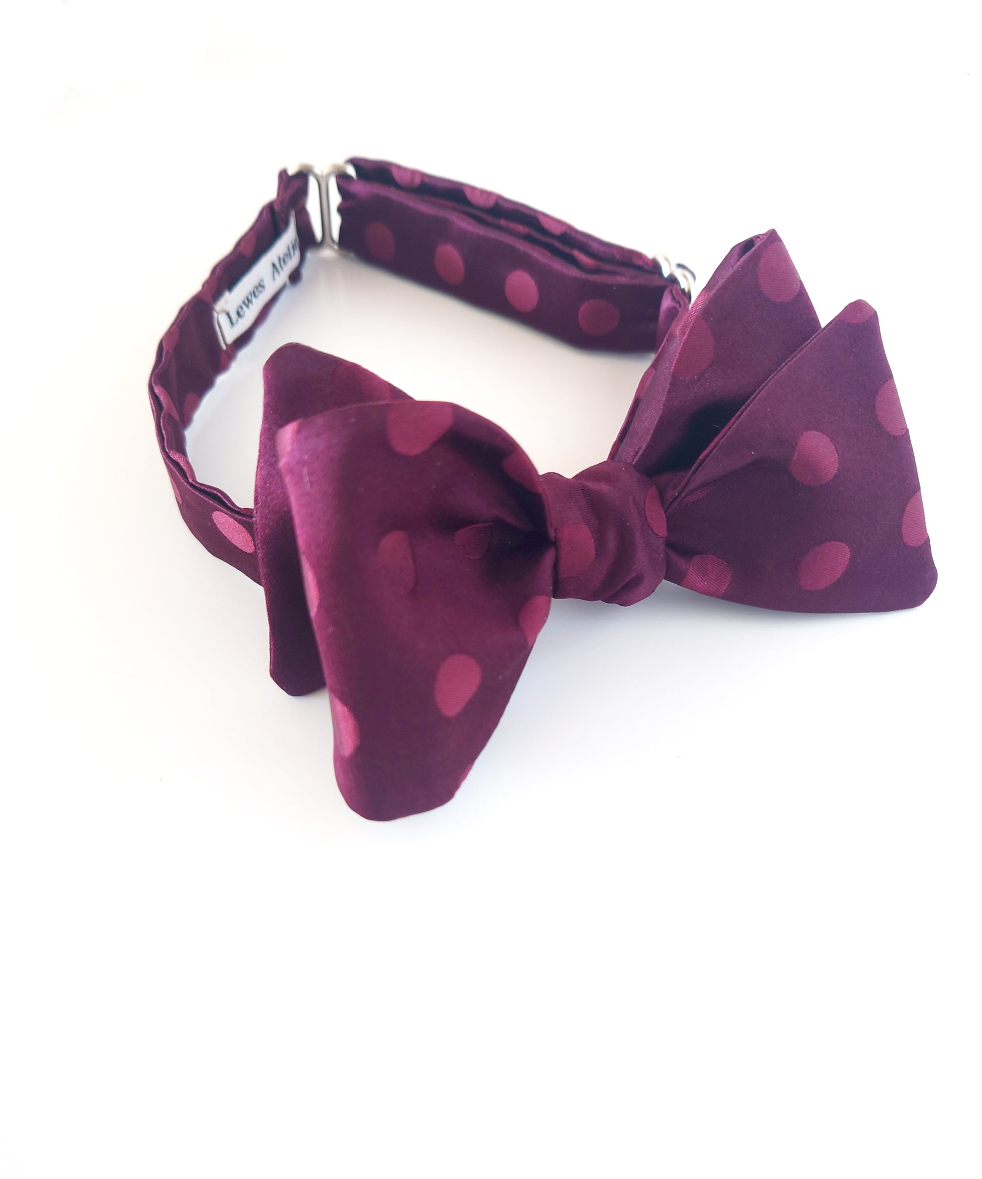 burgundy vintage silk self tie bow tie