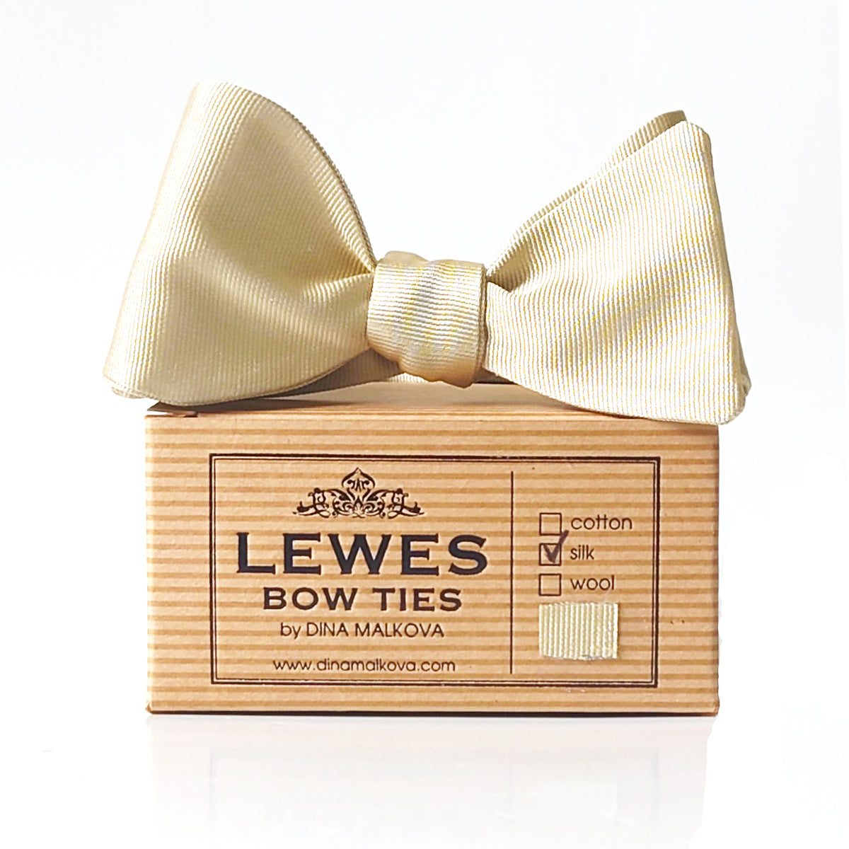 Gold silk bow tie 