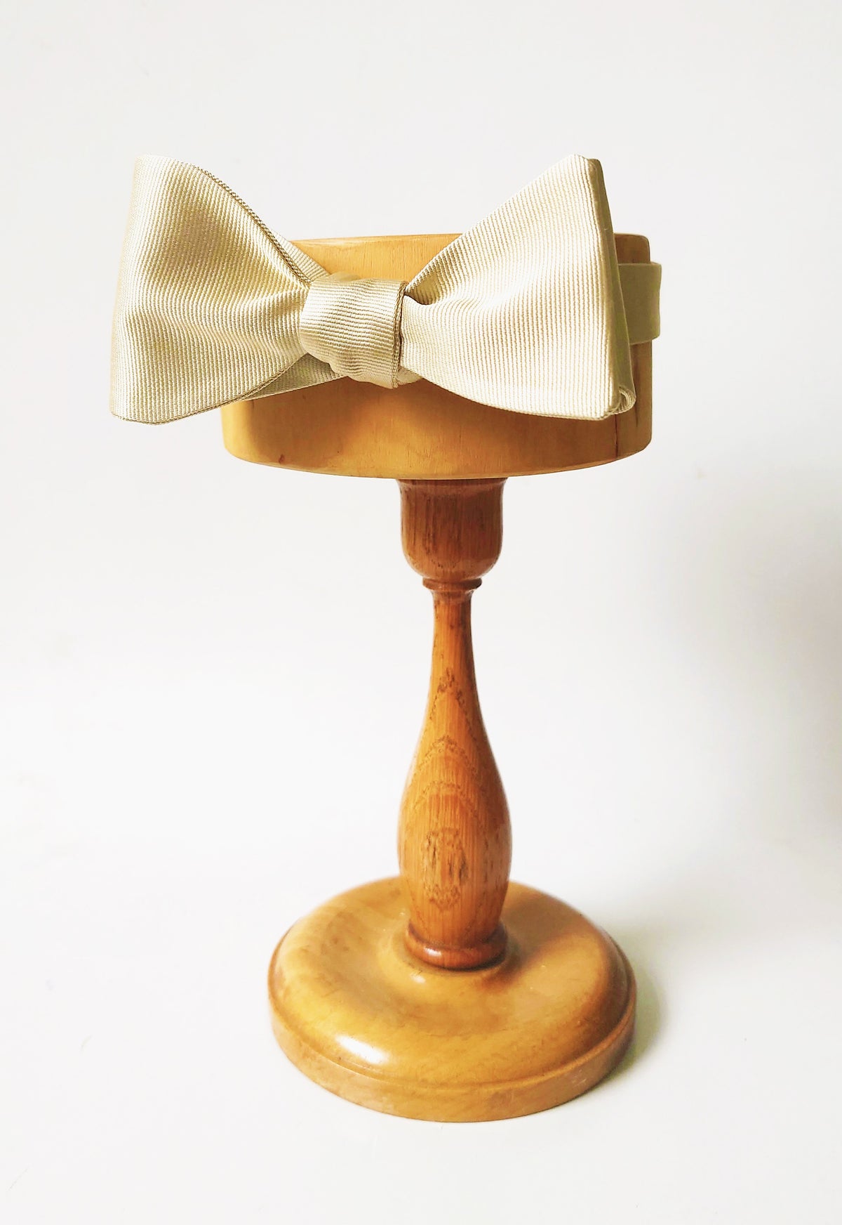 Gold silk self tie bow tie by Lewes Bow Ties