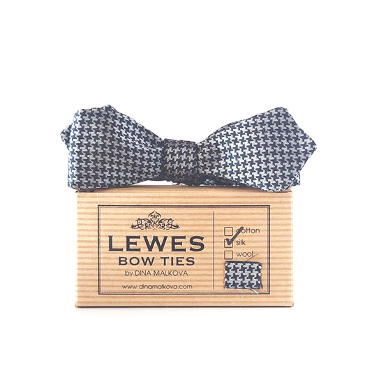 grey houndstooth vintage silk skinny 50s style bow tie
