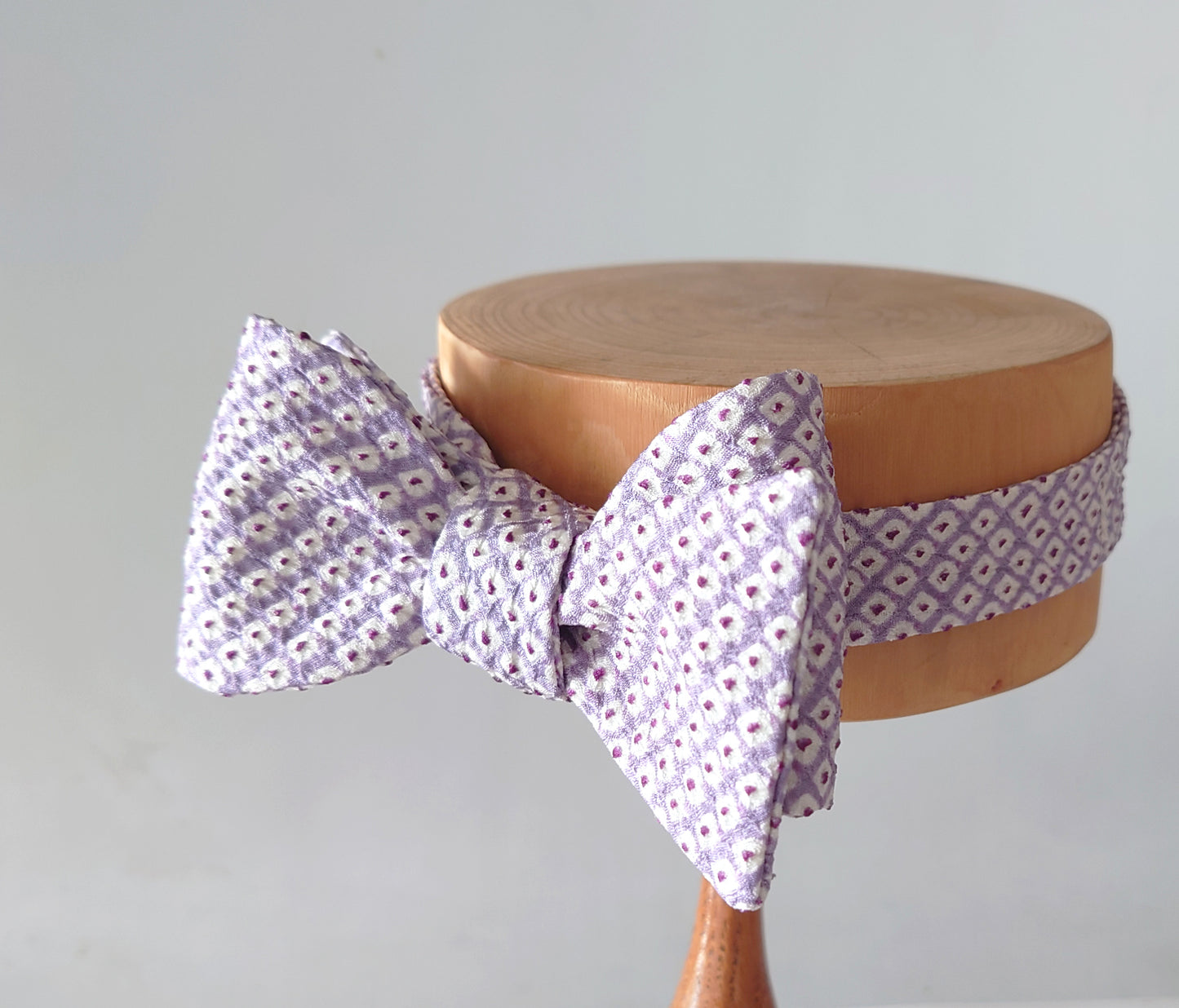 Japanese lilac shibori silk bow tie