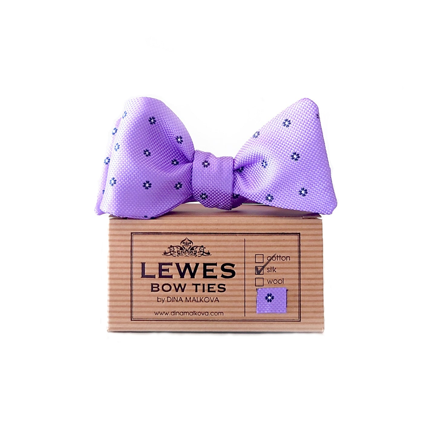 Lilac Vanners vintage silk self tie bow tie