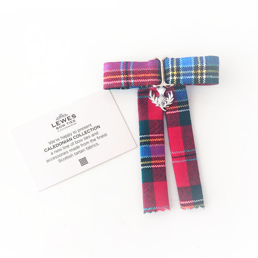 Plaid Tartan MacLean of Duart Scotland bow pin brooch by Lewes Bow Ties