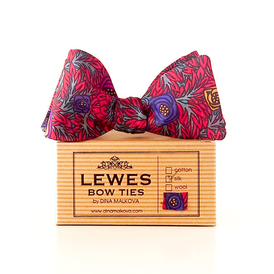 Maroon grey navy and purple vintage silk bow tie