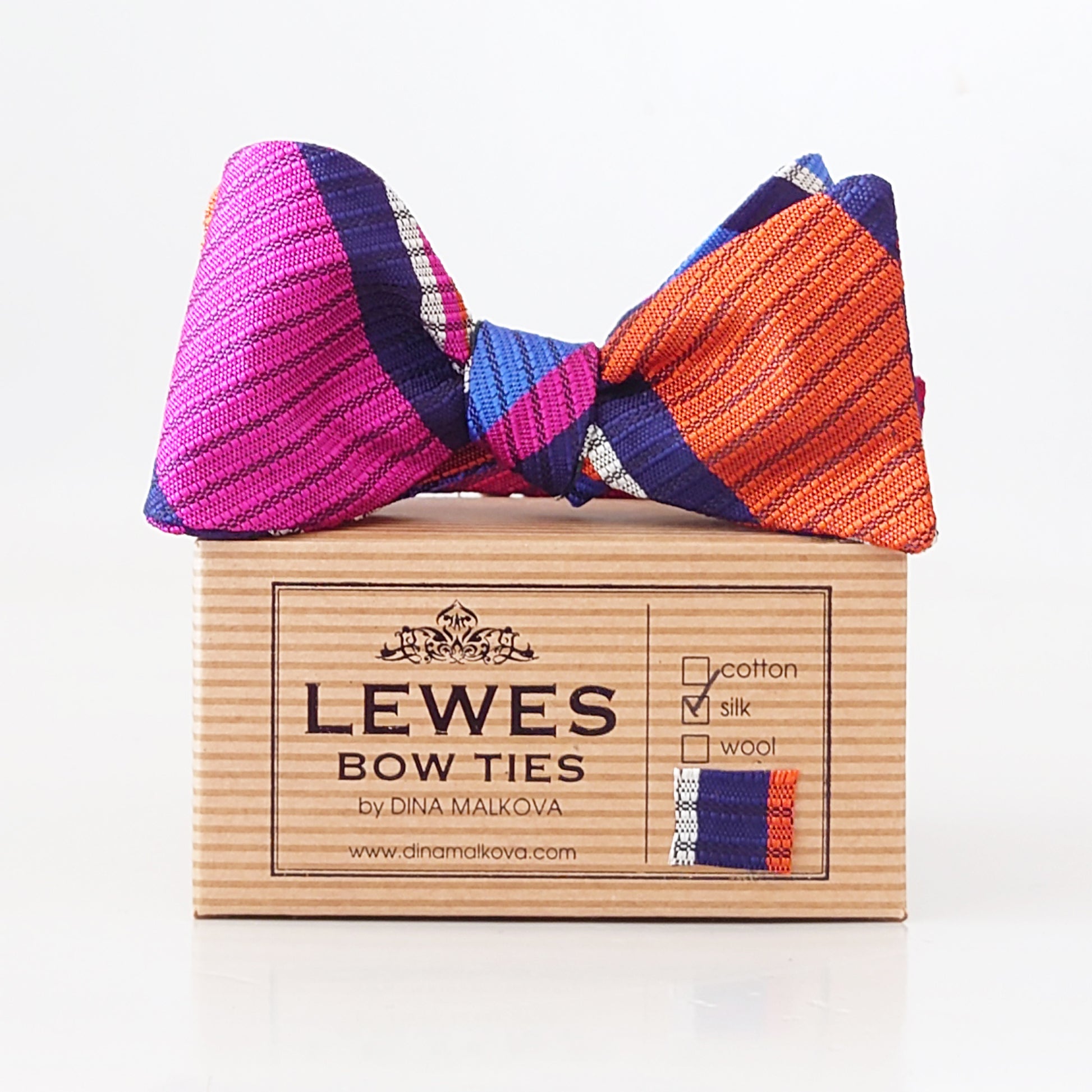Multicoloured silk bow tie