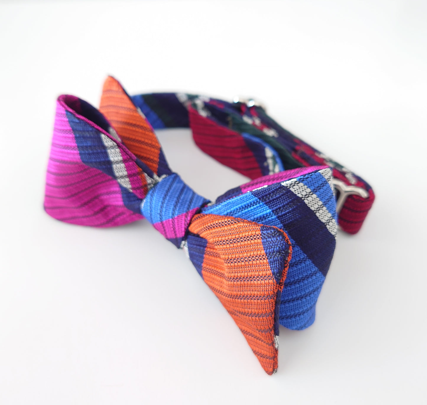 Colourful striped self tie silk bow tie