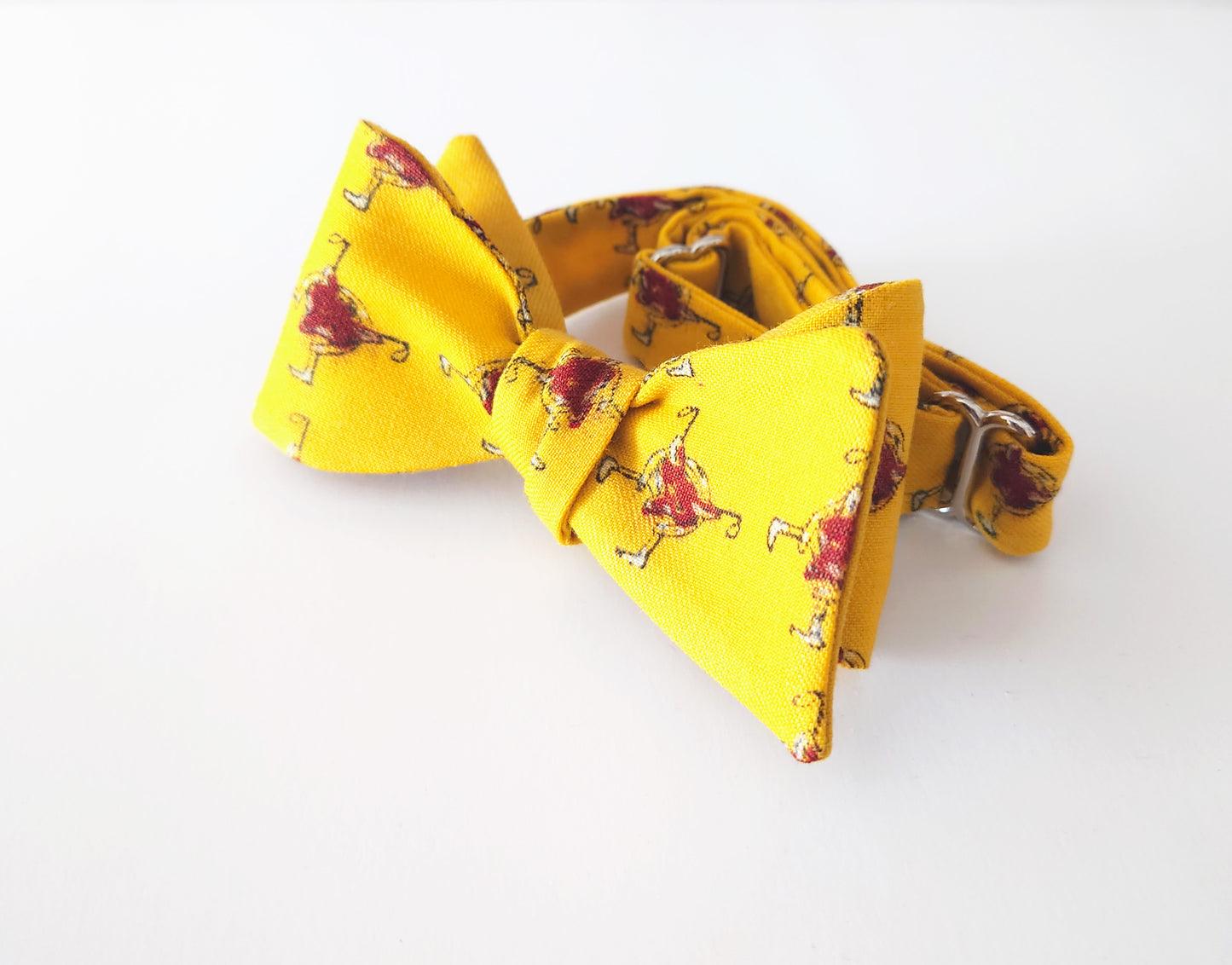 mustard yellow and burgundy bow tie