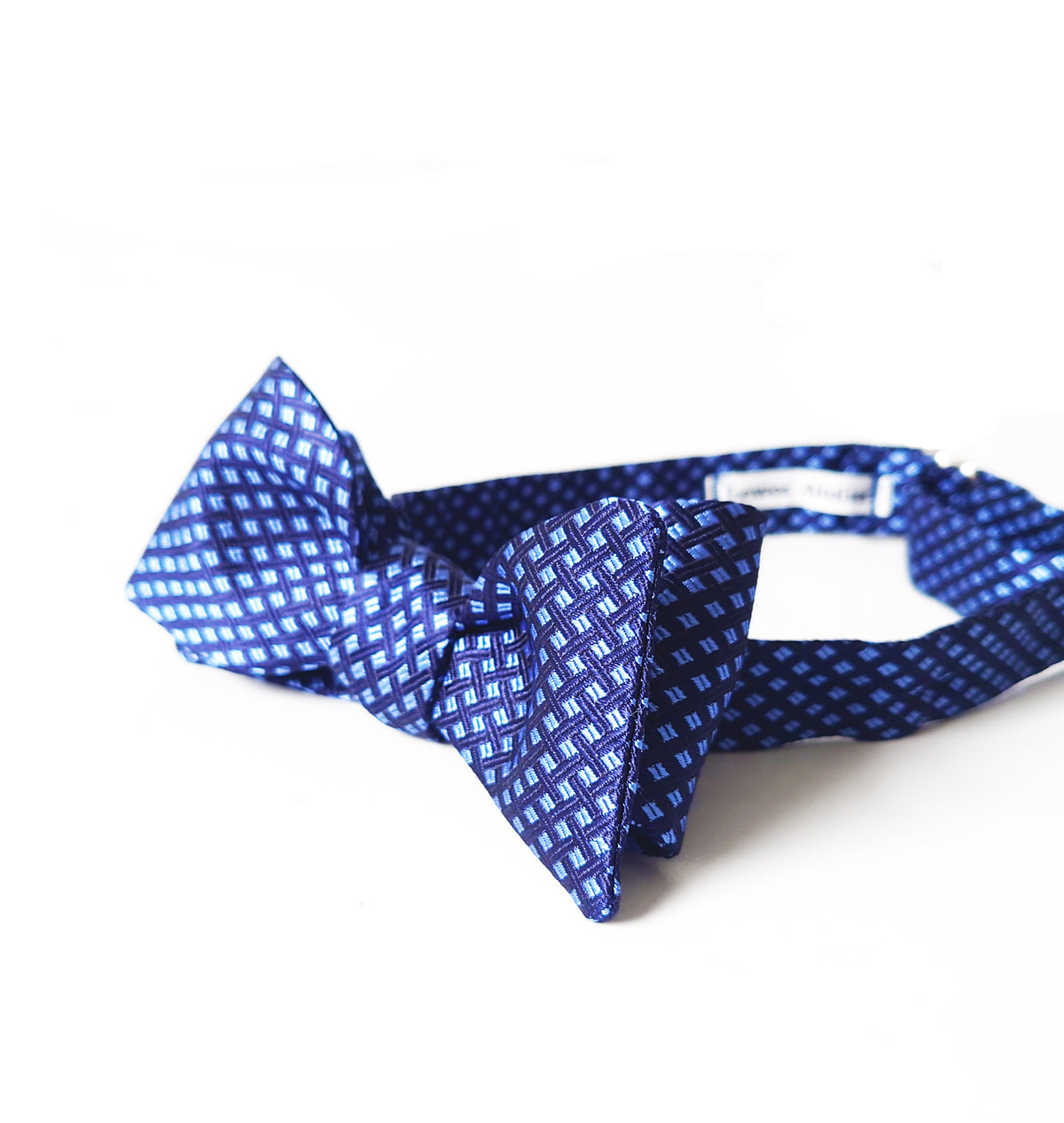Navy and Light Blue Weave Silk Self-Tie Bow Tie