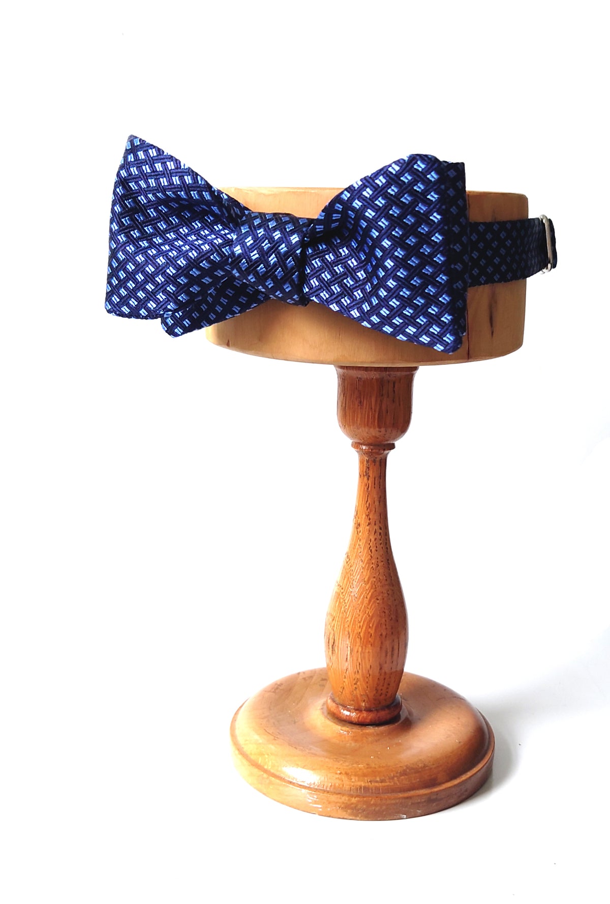 Navy and Light Blue Weave Silk Self-Tie Bow Tie