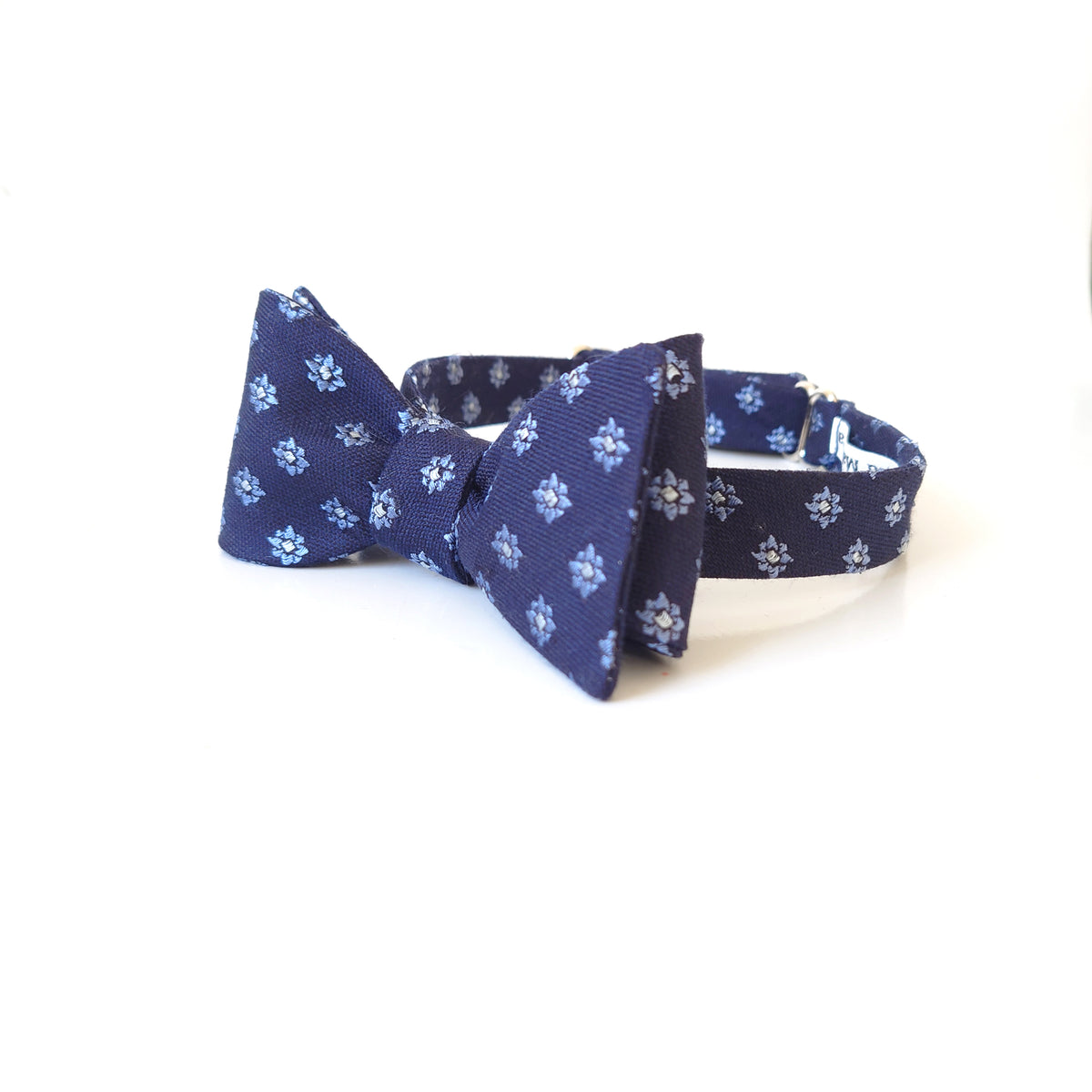 Navy blue forget me not bow tie
