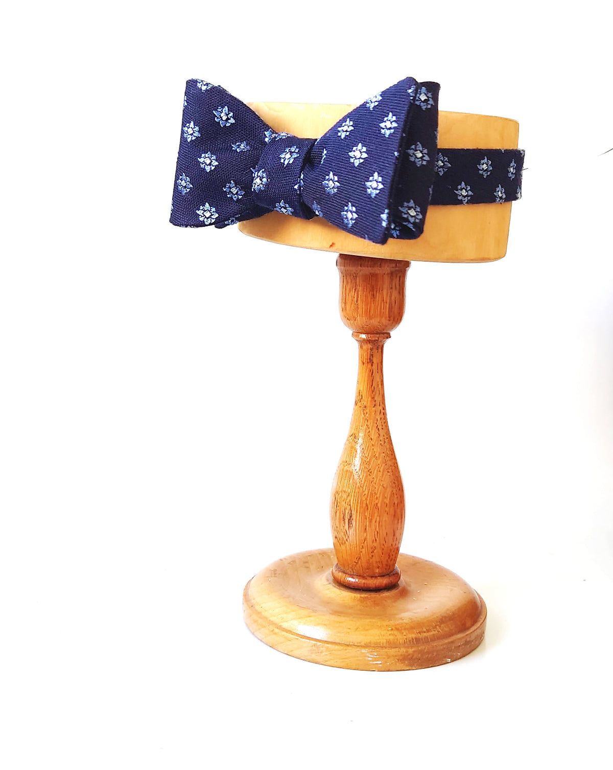 Navy blue forget me not silk bow tie