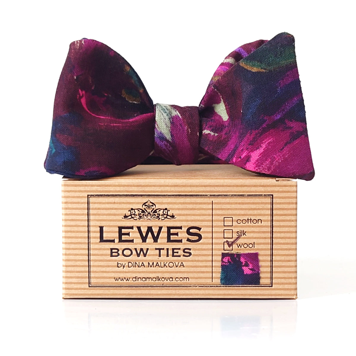 Purple wool bow tie