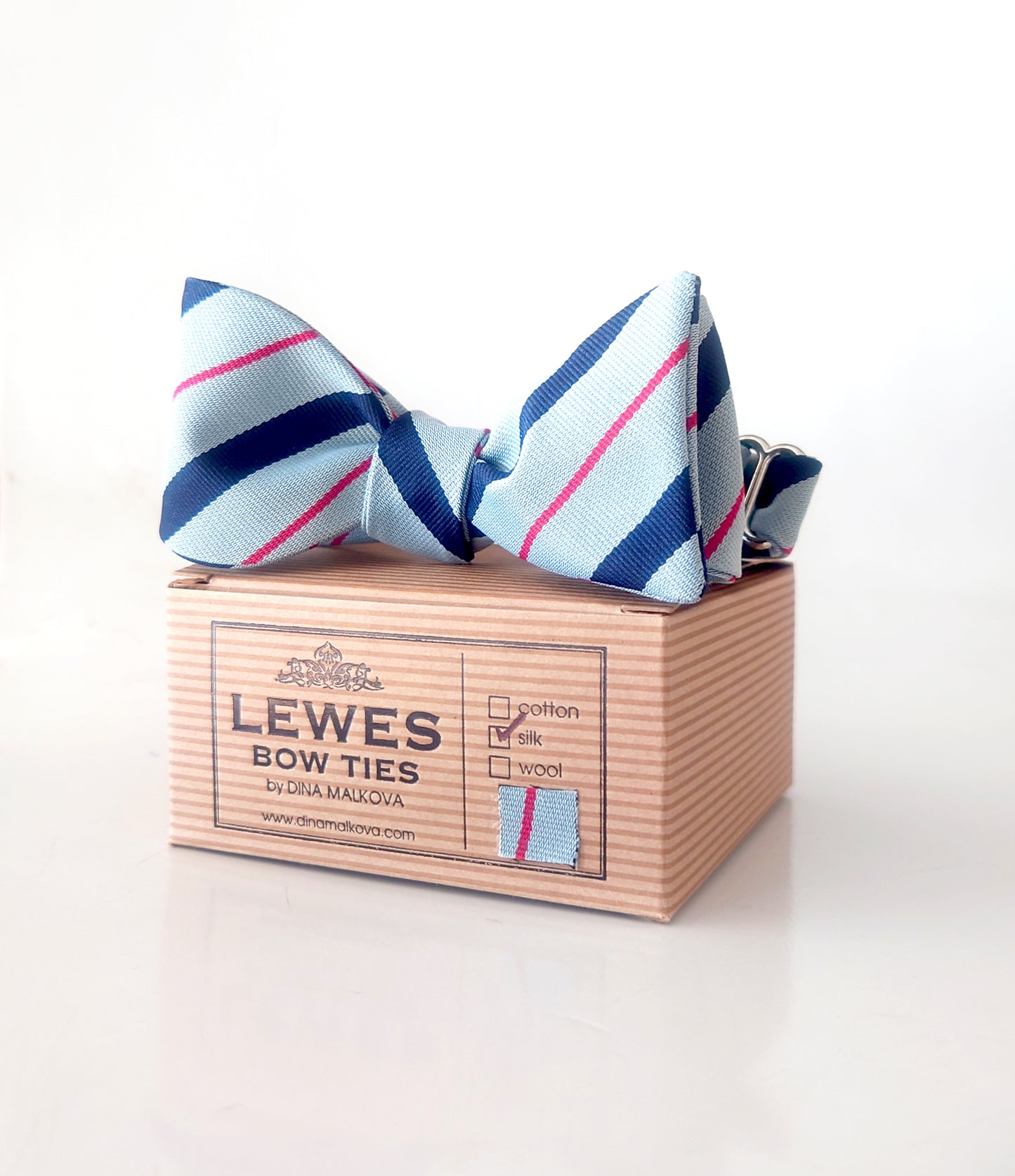 Grey RFC striped self tie bow tie