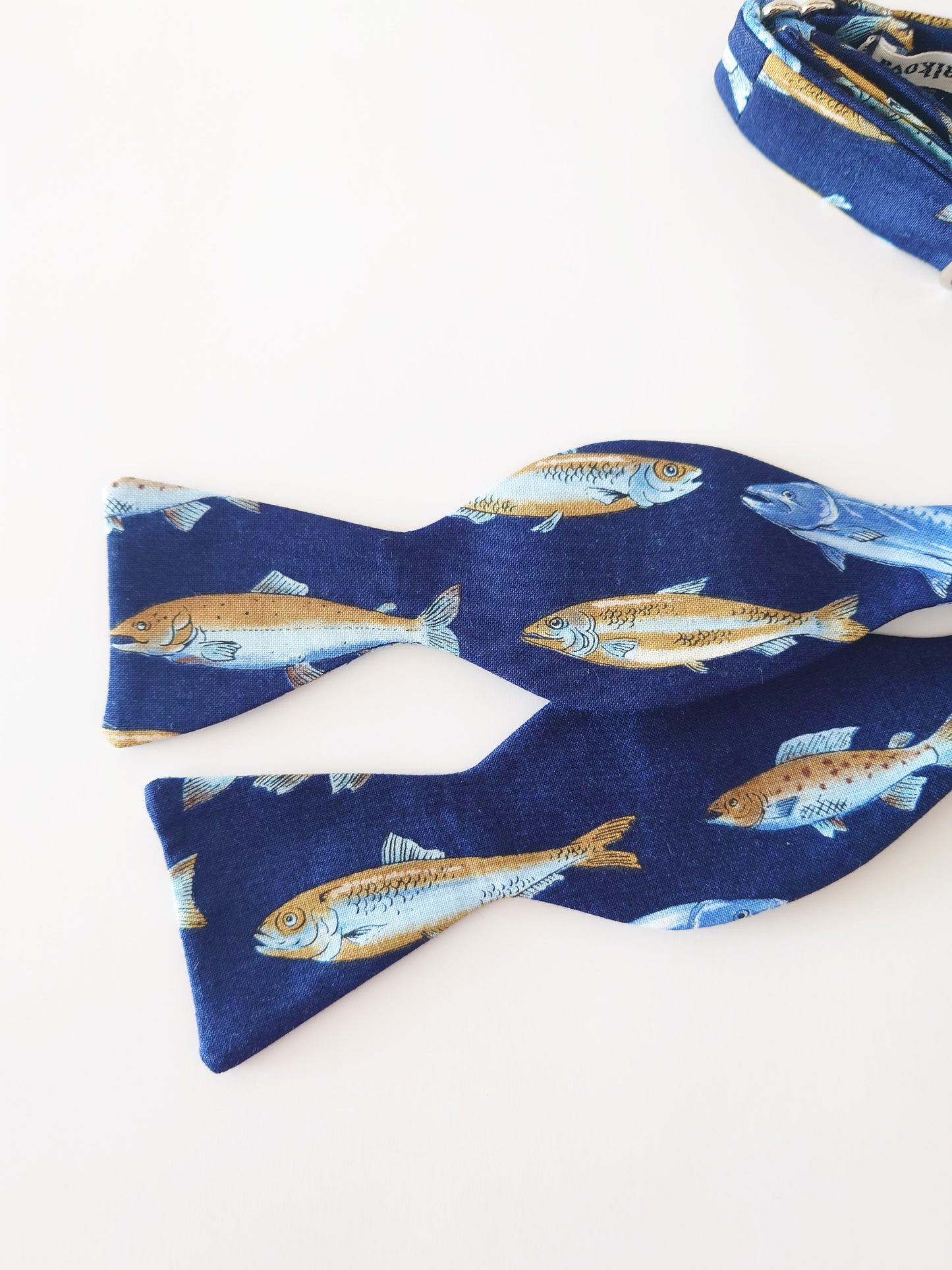 salmon and trout cotton bow tie