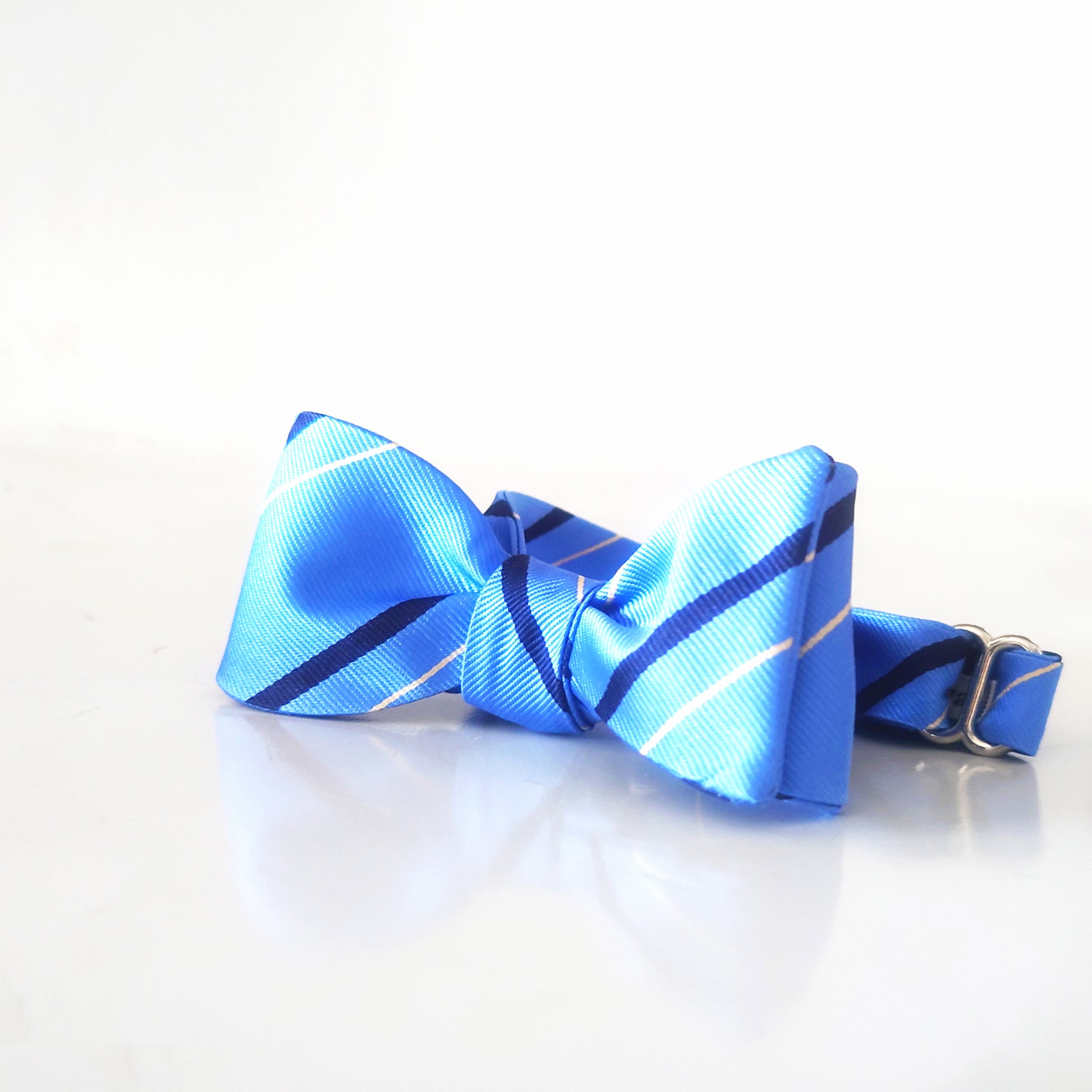 Sky blue vintage silk self tie bow tie by Lewes Bow Ties