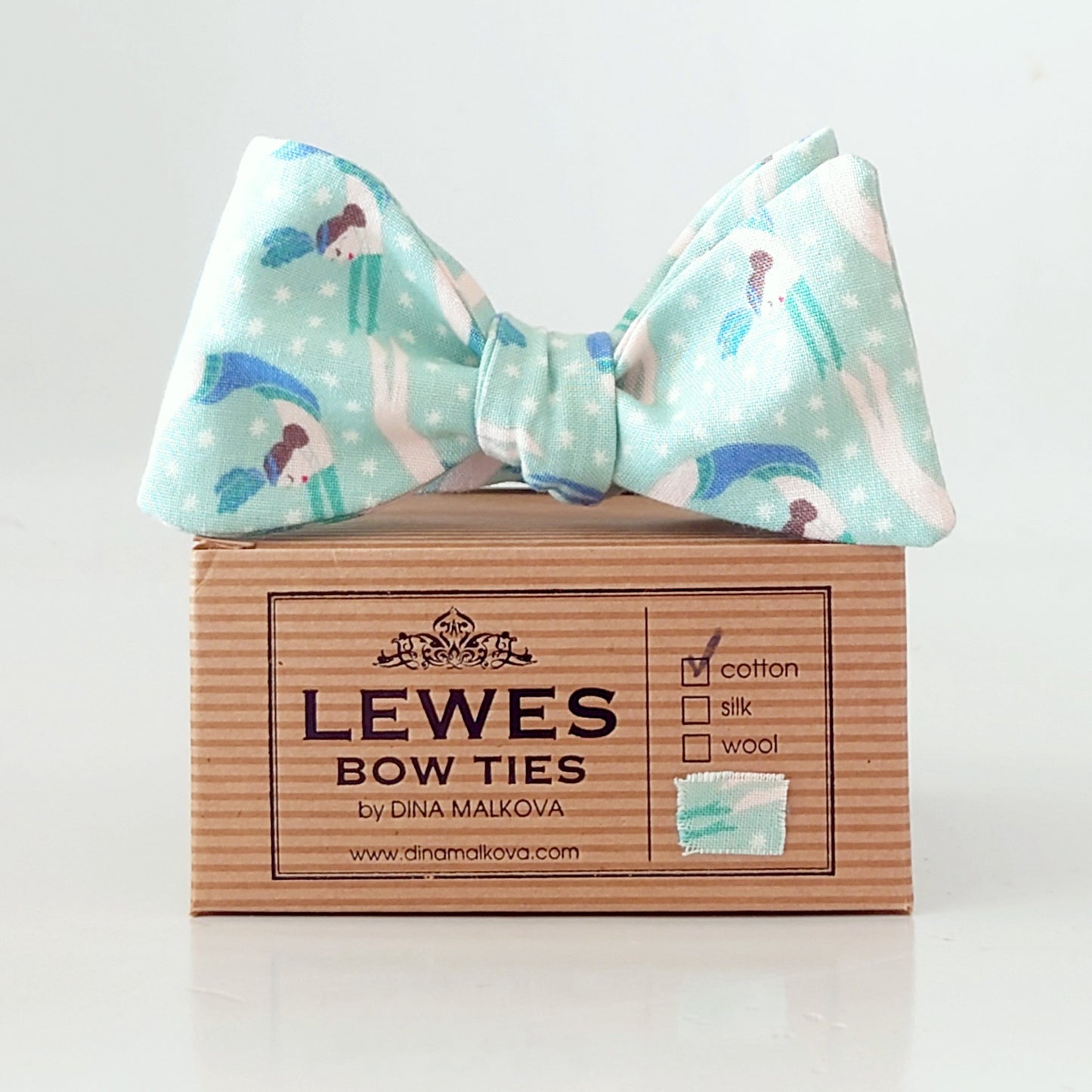 Aqua green cotton bow tie