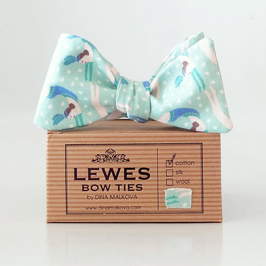 Aqua green cotton bow tie