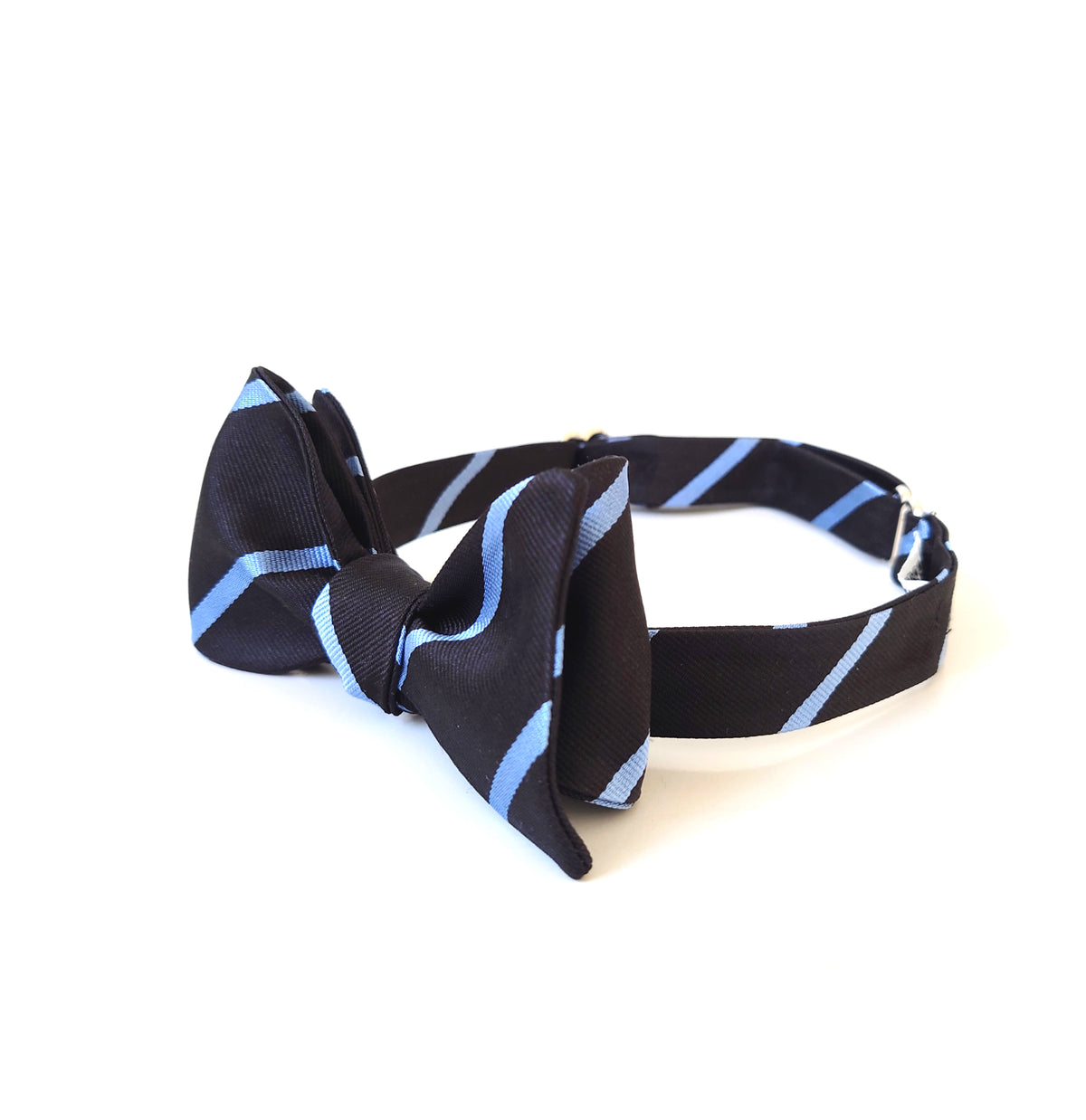 black blue stripes silk bow tie