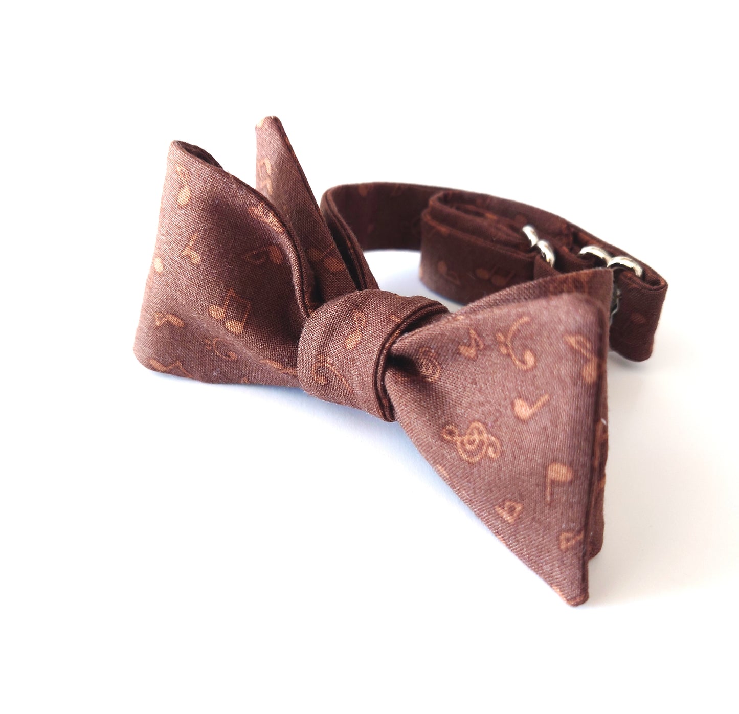brown cotton music notes bow tie