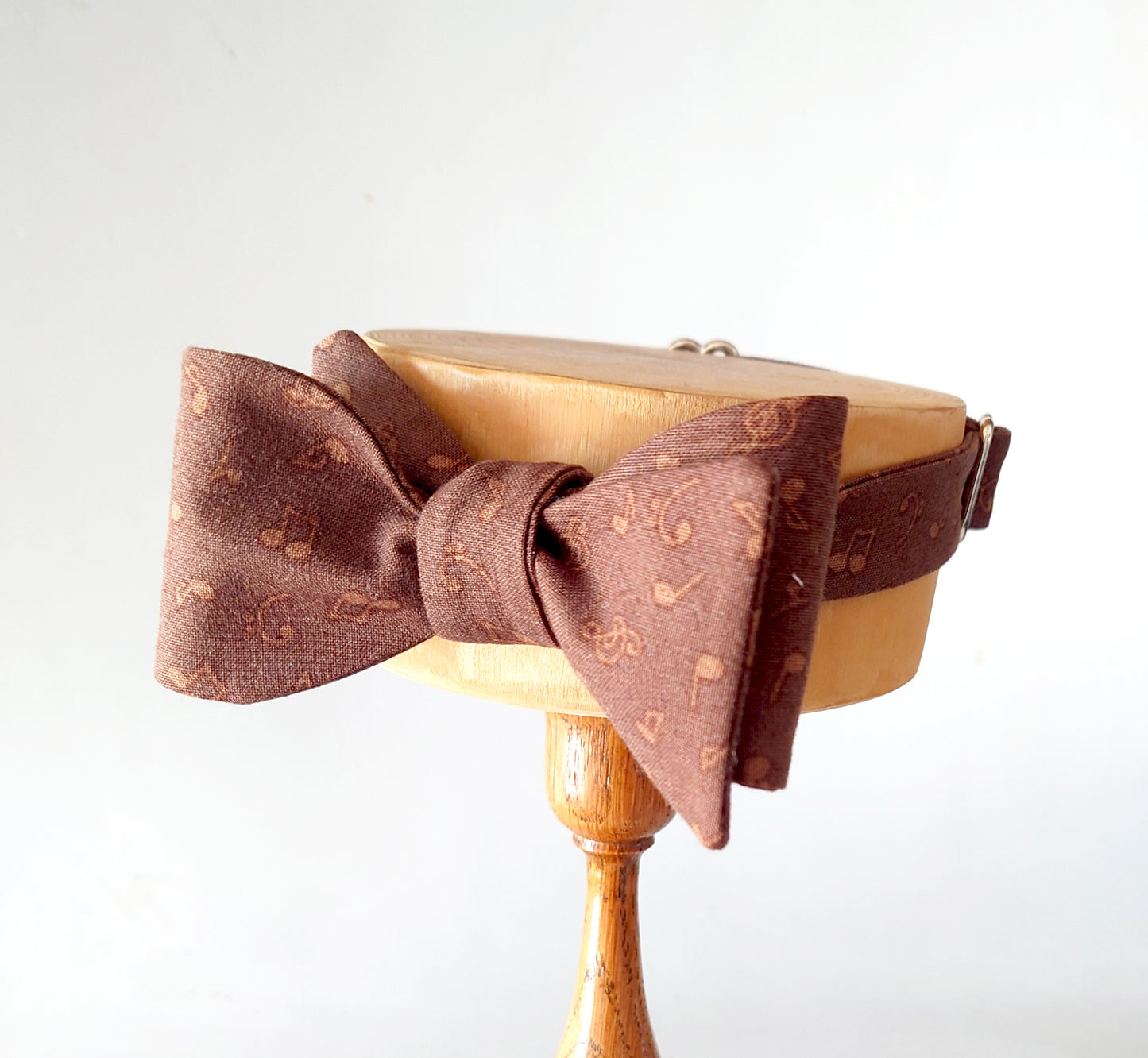 brown music notes cotton bow tie