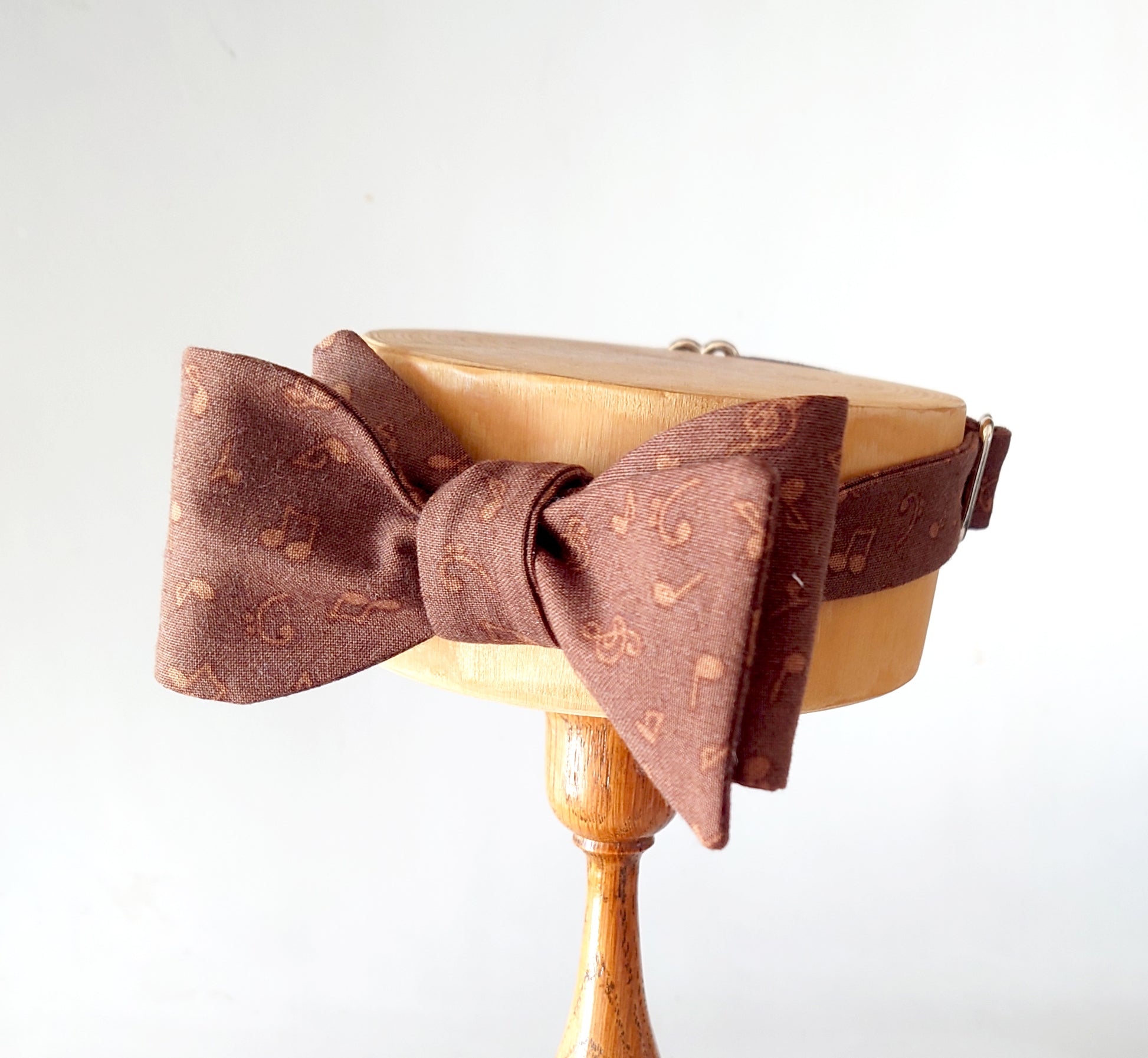 brown music notes cotton bow tie