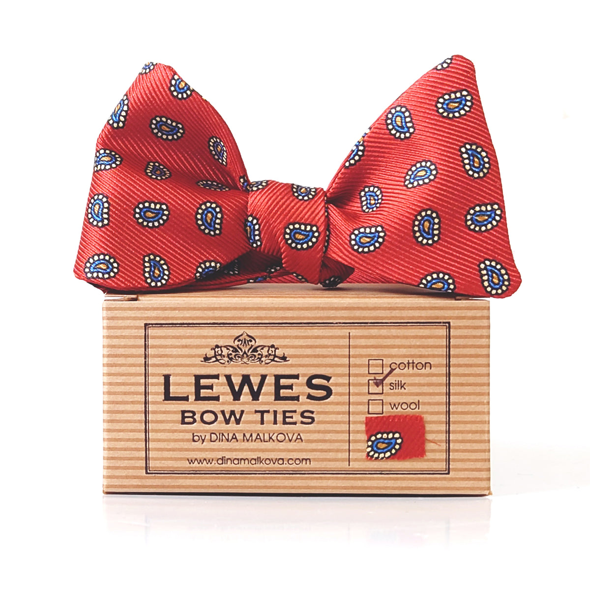 Burnt orange paisley silk bow tie by Lewes Bow Ties