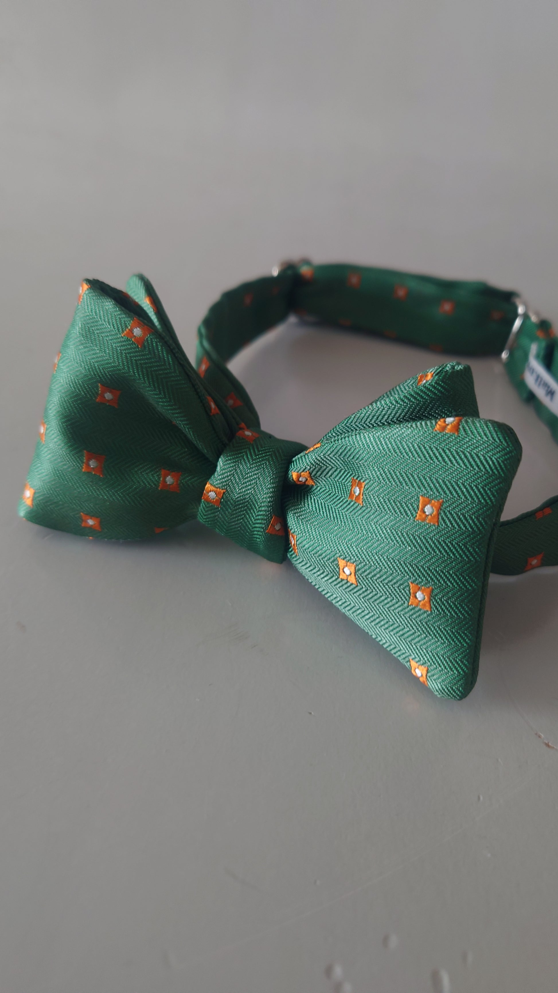 green silk bow tie