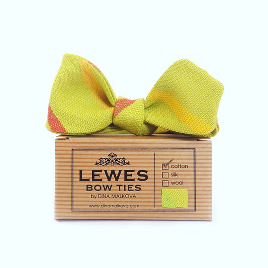 Mustard yellow cotton bow tie diamond points