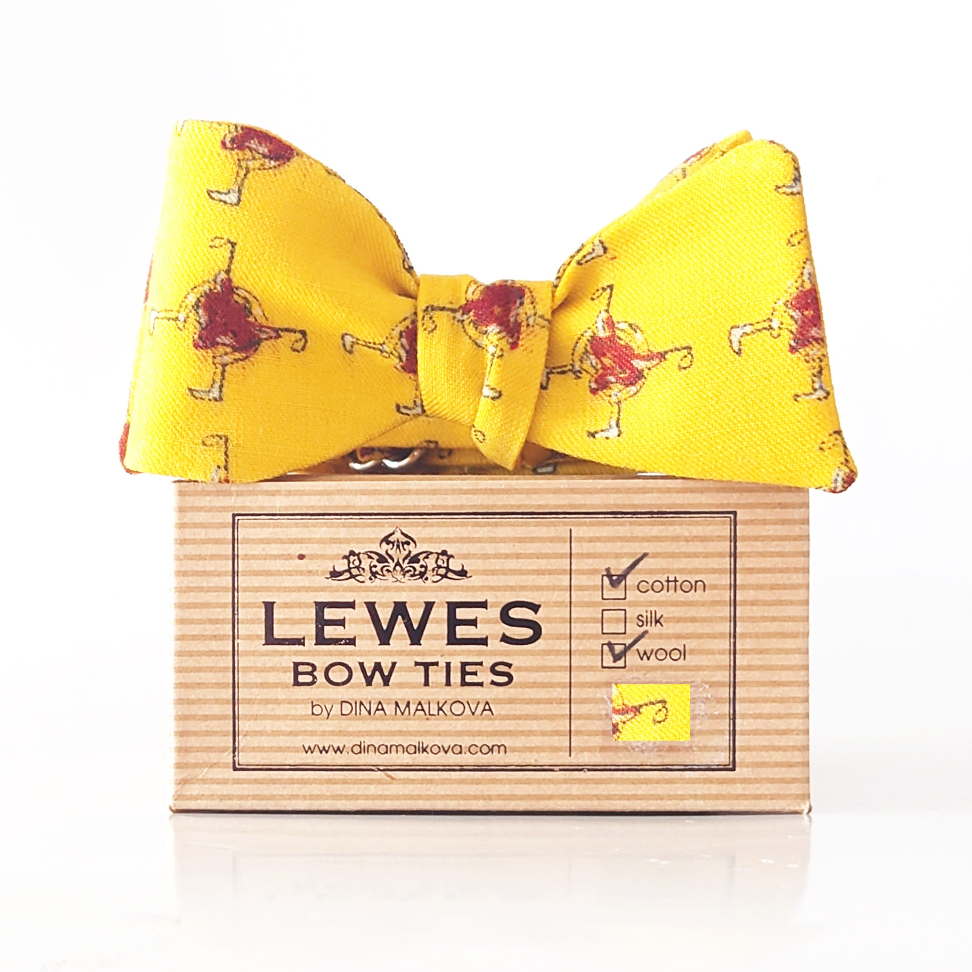 mustard yellow burgundy wool bow tie