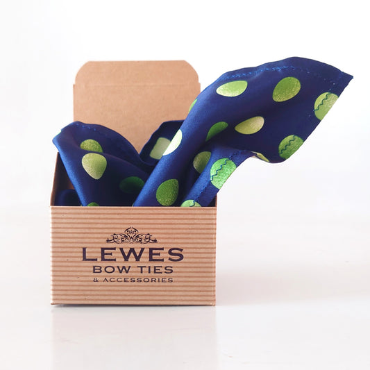 navy large polka dot silk pocket square